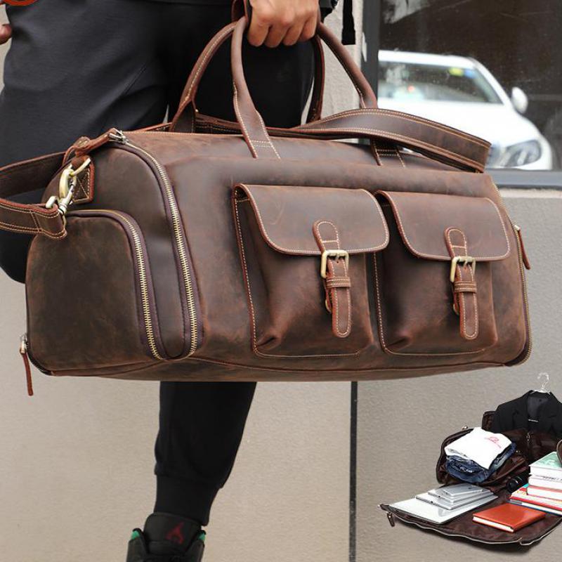 Duffel Bags Overnight Weekend Bag Fashion Luggage Crazy Horse Leather Duffle Luxury Travel Men, Coffee
Duffel Bags Overnight Weekend Bag Fashion Luggage Crazy Horse Leather Duffle Luxury Travel Men, Coffee