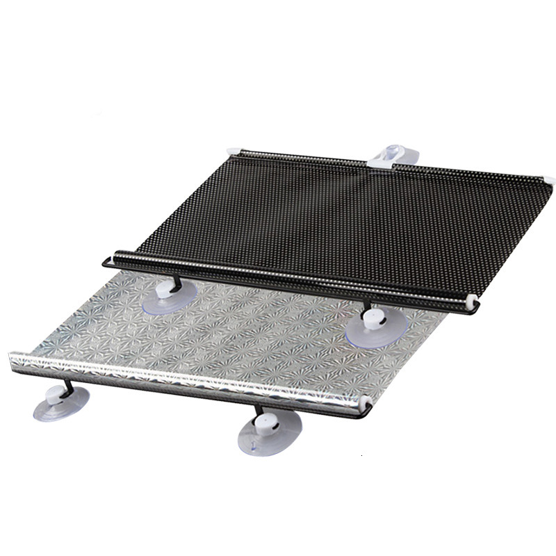 Car Retractable PVC Windshield Sunshades Auto Front Rear Side Windows Sun Shade Anti-UV Interior Protection Sun Visor Gray/Black Sunshade