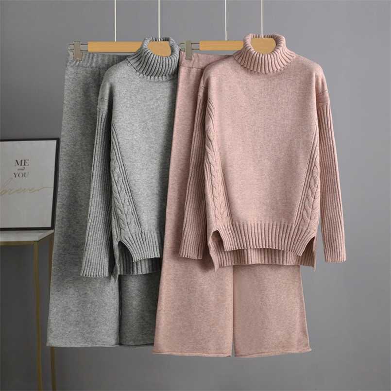 Winter Thick Women Suits two Piece Set Loose Turtleneck twist Pullover Sweaters And Long Knitted wide leg pants sets Sportsuits 211109, Picture
Winter Thick Women Suits two Piece Set Loose Turtleneck twist Pullover Sweaters And Long Knitted wide leg pants sets Sportsuits 211109, Picture