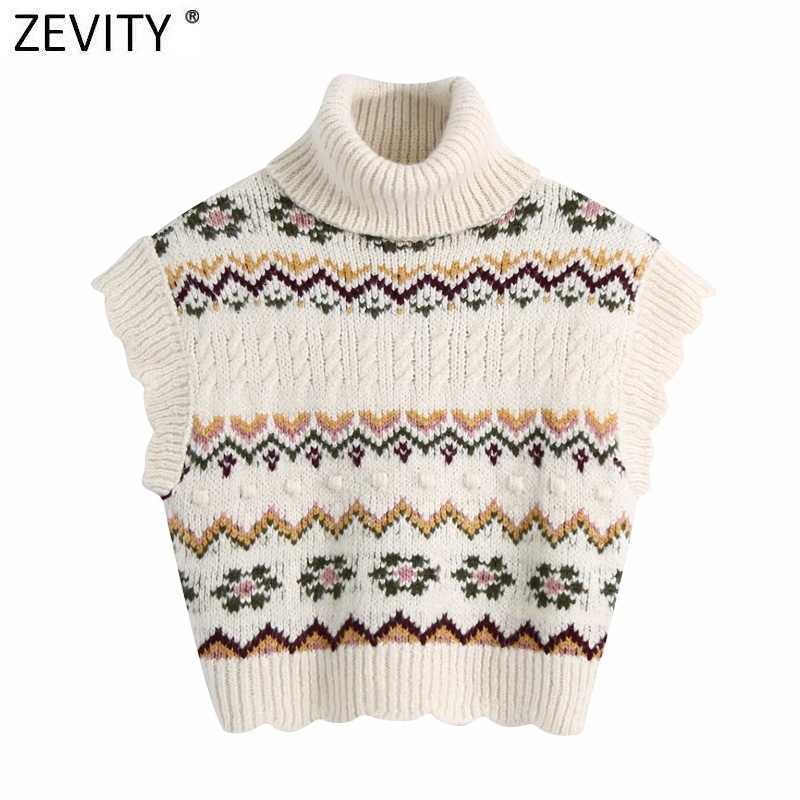 Zevity Women Vintage Turtleneck Flower Print Jacquard Knitting Sweater Female Wave Edge Casual Vest Chic Pullovers Tops S650 210603, As pic s650bb
Zevity Women Vintage Turtleneck Flower Print Jacquard Knitting Sweater Female Wave Edge Casual Vest Chic Pullovers Tops S650 210603, As pic s650bb