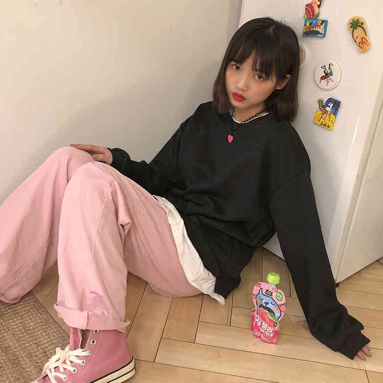 8 Candy colors autumn New preppy style Women Sweatshirts faux two pieces thick Sweatshirt Womens pullovers ( F4131) 210423