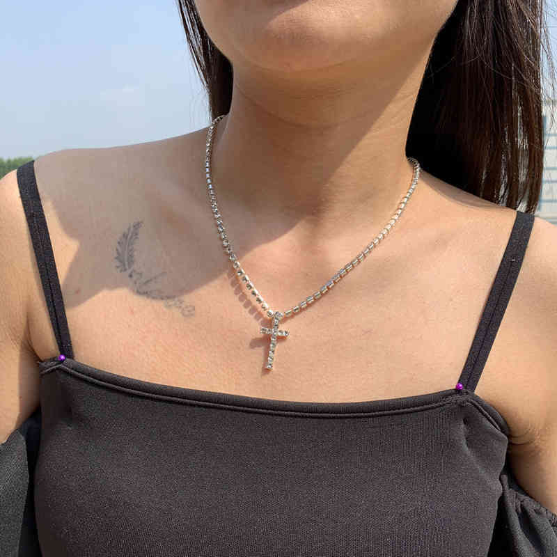 Religious punk ribbon Diamond Necklace DIY diamond chain by0224