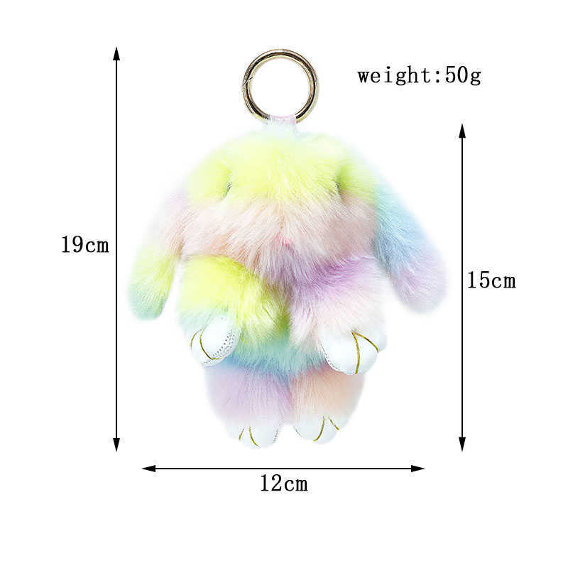 New color plush rabbit doll keychain pendant girl bag car interior alloy hanging ring jewelry children plush small gift G1019