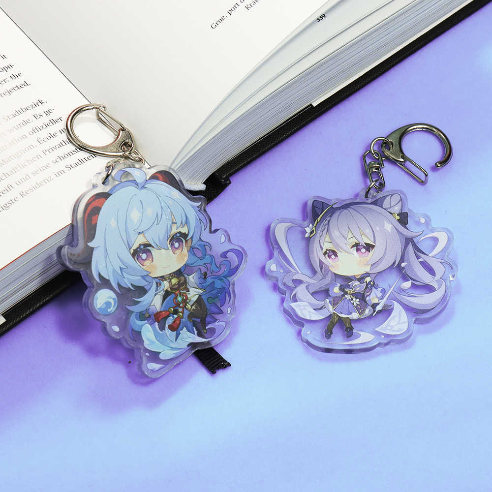 Anime Genshin Impact Cosplay Chibi Hutao Xiao Ganyu Keychain Venti Albedo Cute Character Car Pendant Fans Collection Props Y0728