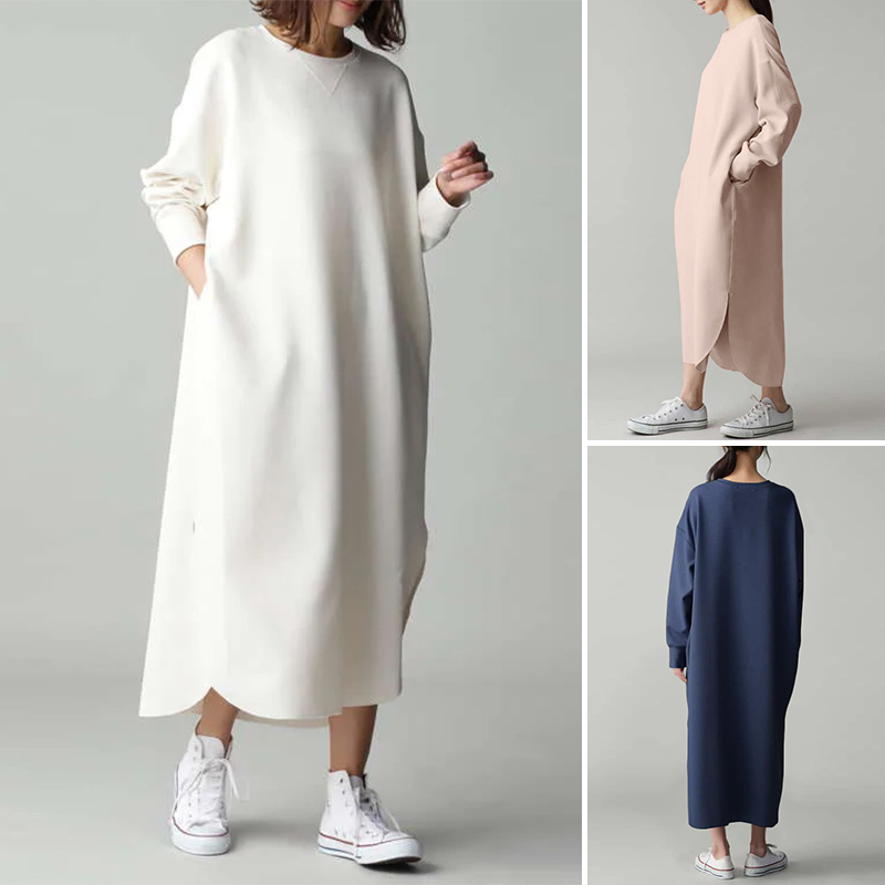 ZANZEA Women Autumn Pocket Sweatshirt Dress Plus Size Round Neck Long Sleeves Vestidos Lady Casual Side Fork Irregular Robe 5XL, Blue
ZANZEA Women Autumn Pocket Sweatshirt Dress Plus Size Round Neck Long Sleeves Vestidos Lady Casual Side Fork Irregular Robe 5XL, Blue