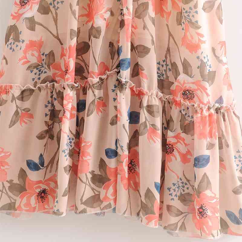 beauty Fashion Boho Style Floral Print Long Dress Women Holiday Chic Single Breasted Maxi Dresses Female Party Wear 210514