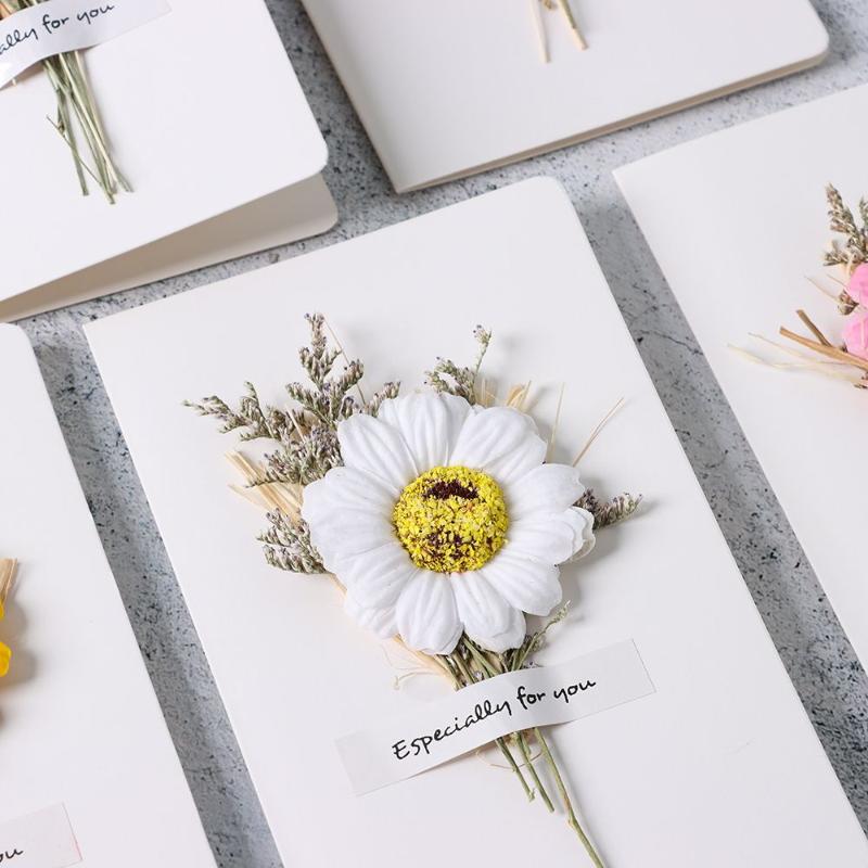 Greeting Cards Gypsophila Dried Flowers Gift Card Wedding Invitations Handwritten Blessing Birthday Thank You Envelope
