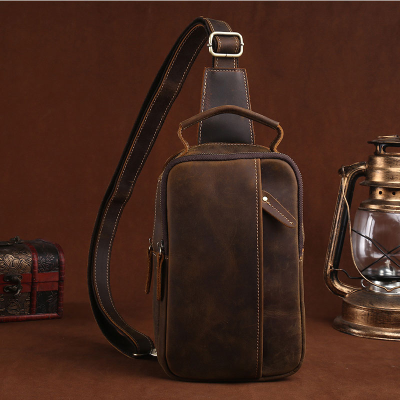Messenger Bags 2019 Vintage Sling Chest Bag Men Crazy Horse Male Genuine Leather Crossbody Shoulder Handbags, Brown
Messenger Bags 2019 Vintage Sling Chest Bag Men Crazy Horse Male Genuine Leather Crossbody Shoulder Handbags, Brown
