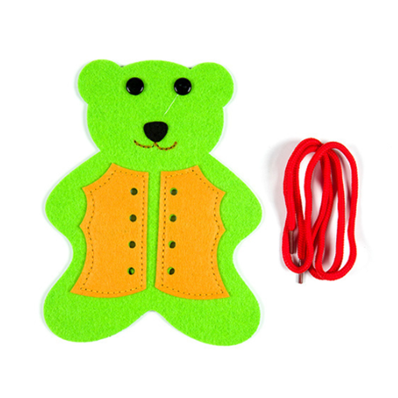 Non Woven Felt Craft Little Bear School Study Tools 14x 18cm Learn to Tie Shoes 1 Pcs Puzzle Game Diy Making Materials