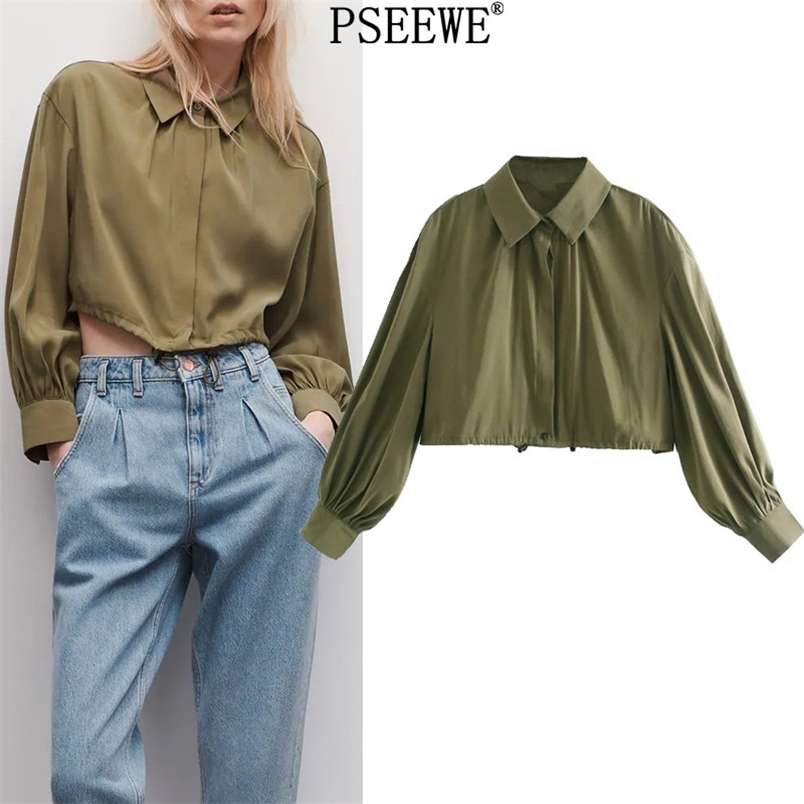 Woman Blouses Green Cropped Women Shirts Fashion Adjustable Drawstring Hem Casual Long Sleeve Female Top 210519, Army green
Woman Blouses Green Cropped Women Shirts Fashion Adjustable Drawstring Hem Casual Long Sleeve Female Top 210519, Army green
