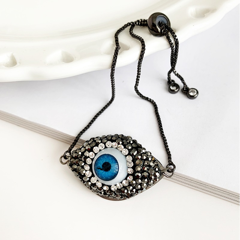 Bracelet for Women Rainbow Turkish Black Copper Inlay Zircon Blue crystal Bracelet Girls Evil Eye Jewelry