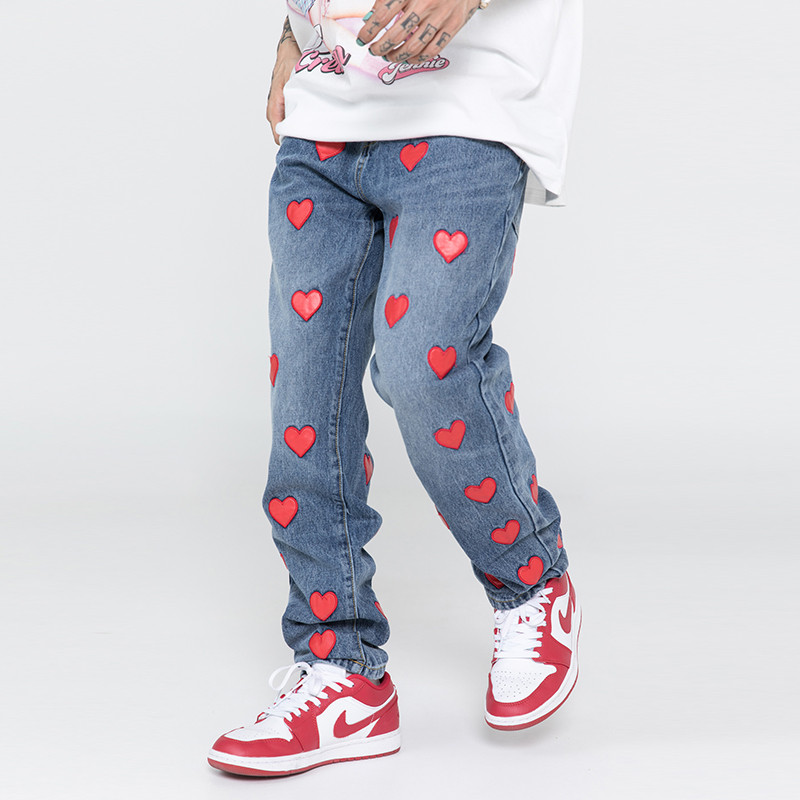 Leather Pattern Embroidery Washed Jeans Pants Mens and Womens Straight Retro Streetwear Oversize Denim Trousers, Black
Leather Pattern Embroidery Washed Jeans Pants Mens and Womens Straight Retro Streetwear Oversize Denim Trousers, Black