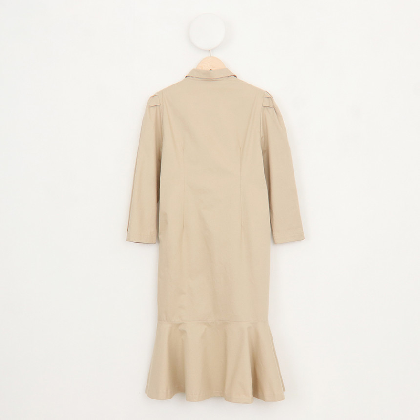 Minimalist Double-breasted Puff Sleeve Mermaid Trench Coat Elegant OL Outwear Autumn Lace-up Lapel Windbreaker 210421