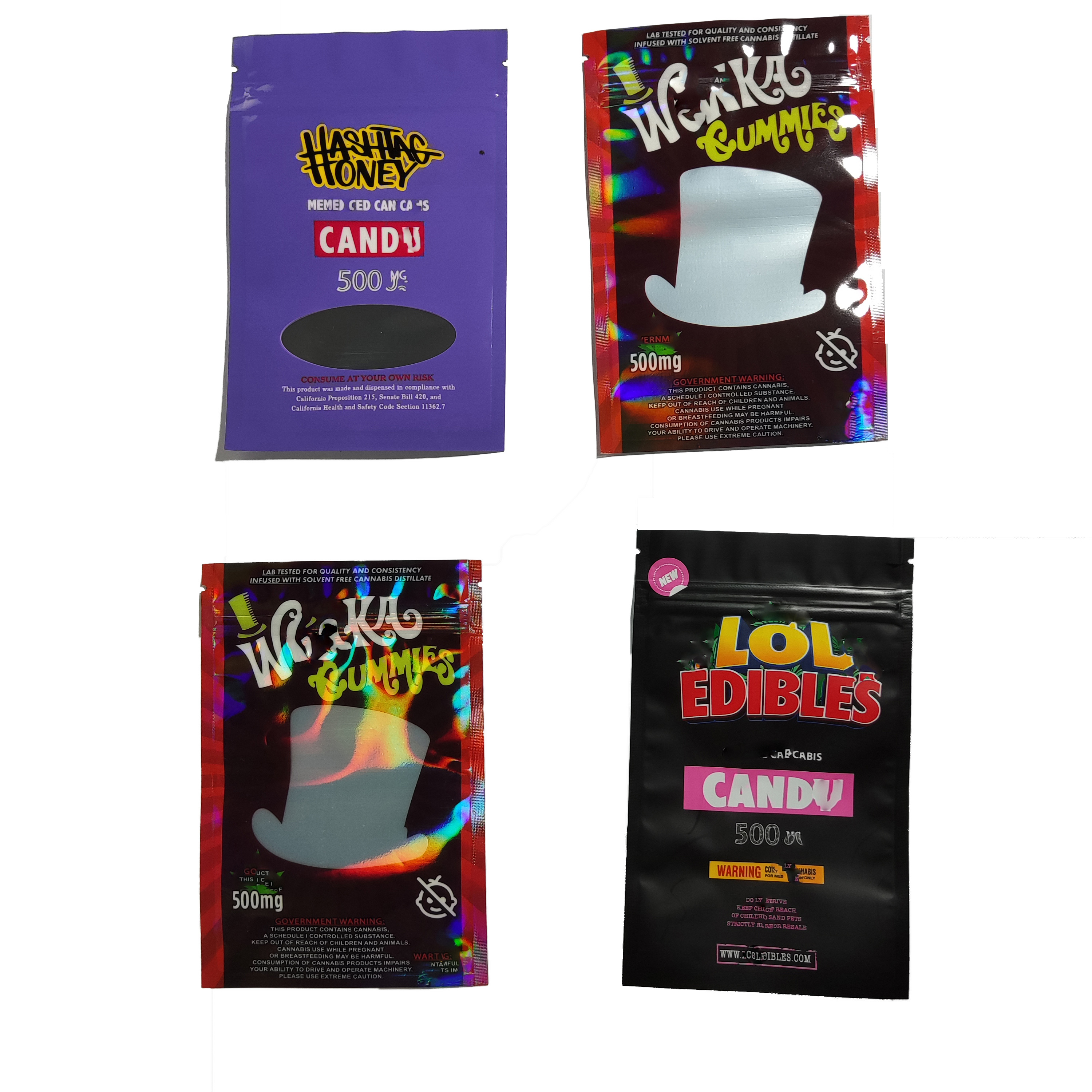 LOL edibles hastag honey candy gummies Mylar Bag Empty 500mg Resealable Zipper Bags smell proof Retail Packaging Package frosted clear back
LOL edibles hastag honey candy gummies Mylar Bag Empty 500mg Resealable Zipper Bags smell proof Retail Packaging Package frosted clear back