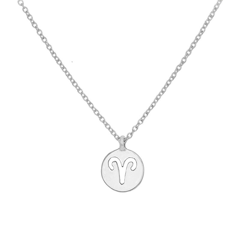 12PCS Zodiac Sign Star Constellation Necklaces Coin Aries Taurus Gemini Cancer Leo Virgo Libra Scorpio Sagittarius Capricorn Aquarius Pisces Pendant J