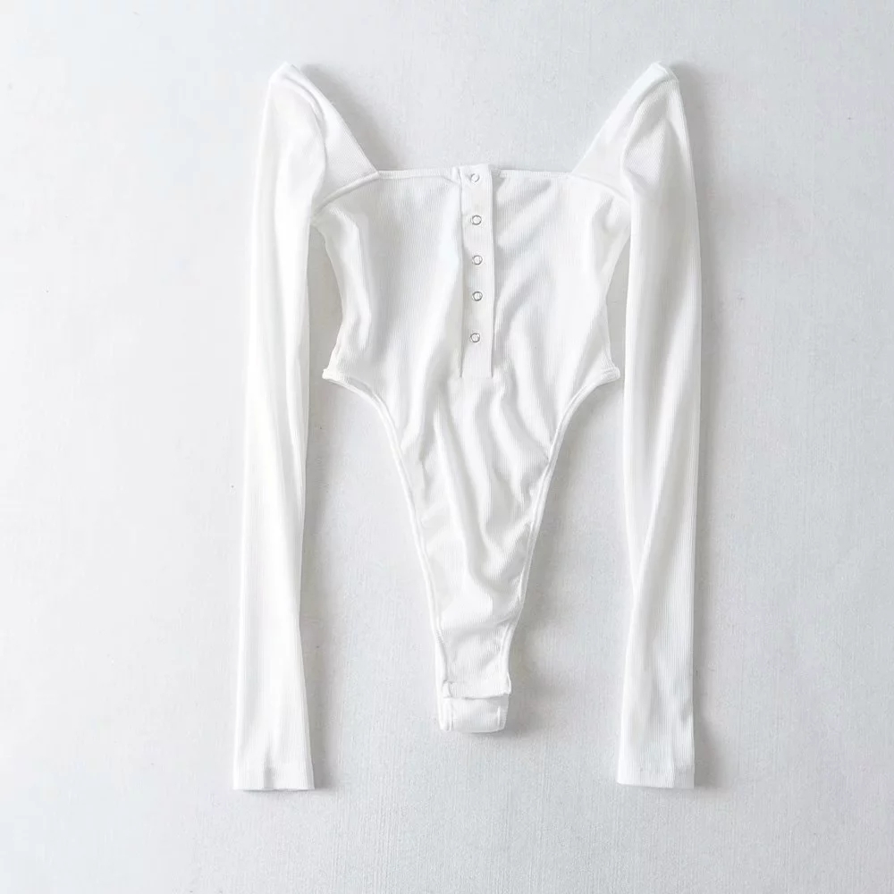 Sexy backless bodycoy bodysuit women long sleeve rompers womens jumpsuit Streetwear Stretch black white Jumpsuit Overalls 210521