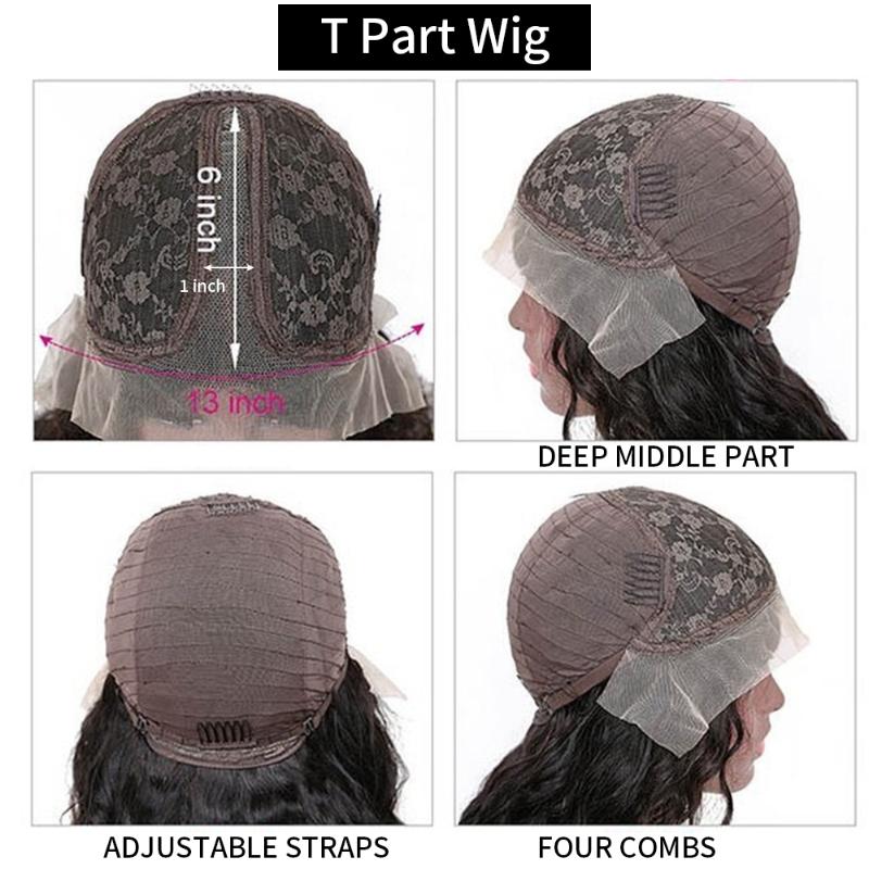 Lace Wigs Colored Human Hair 13x6 1b/30 Ombre Blonde Pixie Cut T Part Front Wig Short Bob Curly Remy 150% 180% Density