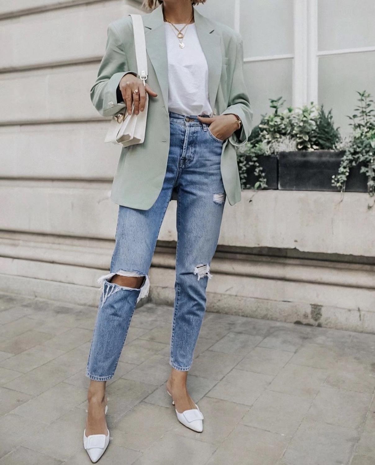 Autumn grass GREEN 2 Buttons Loose Blazer Boyfriend friend Free style Women Mid Long Suit Coat CHIC Fashion Femme 210429
