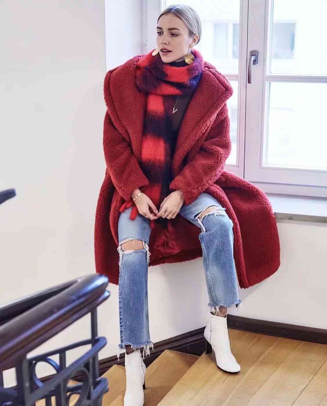 Winter Faux Fur Coats women long coat sleeve warm lambwool jacket Korean thick teddy winter fur 210521