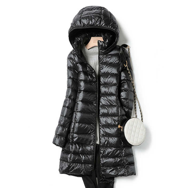 SEDUTMO Winter Womens Down Jackets Long Ultra Light Thin Casual Coat Puffer Jacket Slim Remove Hooded Parka ED1275 211008