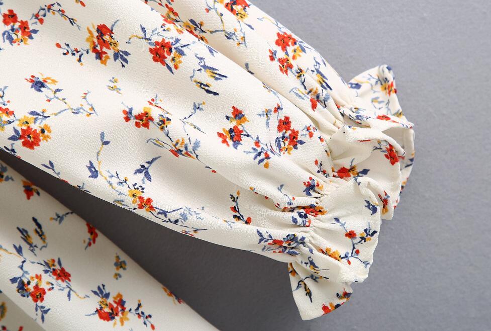 Spring Retro Floral Print Women Midi Dress Woman Vintage French Square Collar Chiffon Split Long sleeve Dresses Holiday 210429
