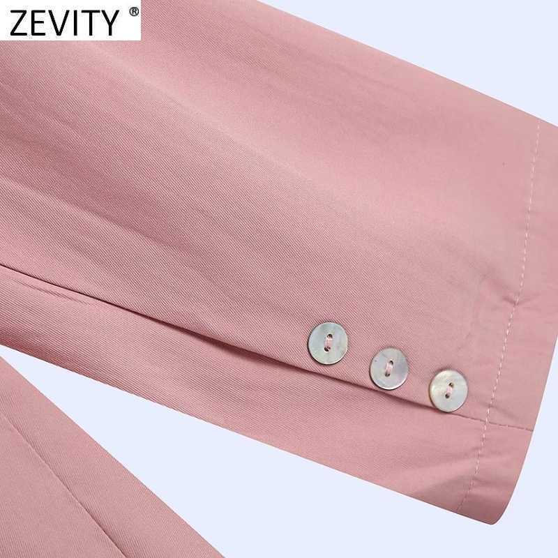 Zevity Women Fashion Notched Collar Loose Smock Blouse Office Lady Long Sleeve Business Shirts Chic Femininas Blusas Tops LS9221 210603