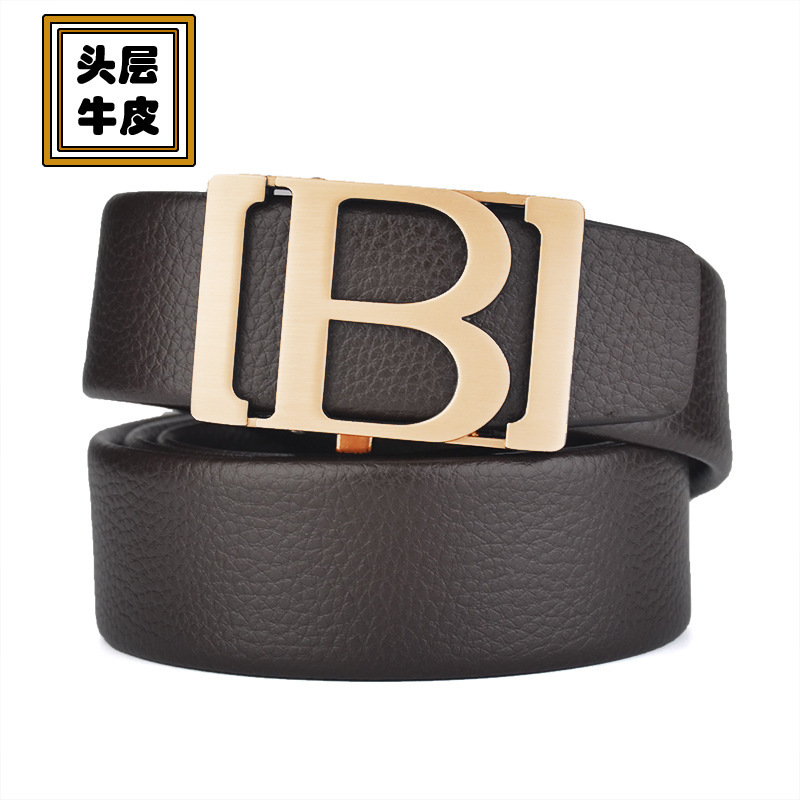 Business Men's Head Automatic High Grade Simple Versatile Letter Big b Buckle Leather Belt, Black
Business Men's Head Automatic High Grade Simple Versatile Letter Big b Buckle Leather Belt, Black