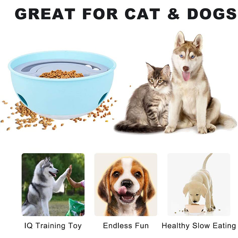 Dog Slow Feeder Bowls Nontoxic Food Dispensing Pet Leaking Food Bowl No Choking IQ Training Tumbler Puppy Interactive Puzzle Toy