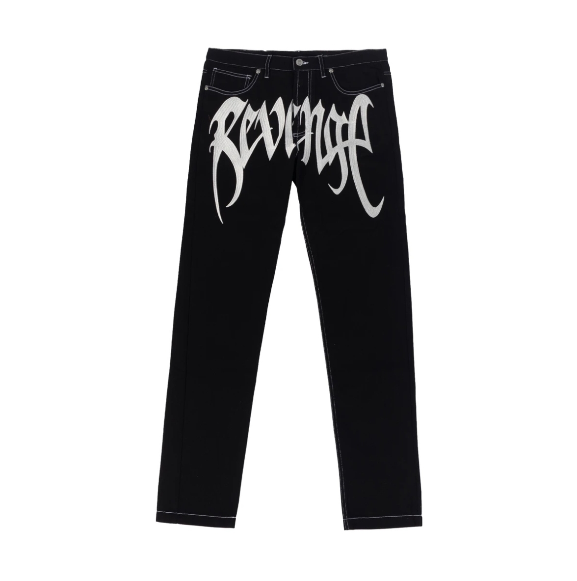 Mens Designer Jeans Black REVENGE White Embroidered Straight Washed Denim Trousers High Street Fashion
Mens Designer Jeans Black REVENGE White Embroidered Straight Washed Denim Trousers High Street Fashion
