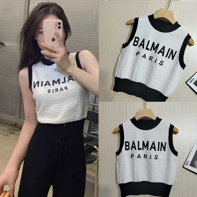 2022 spring and summer new balman chest letter leather brand black and white mosaic jacquard short bottomed sleeveless vest for women
2022 spring and summer new balman chest letter leather brand black and white mosaic jacquard short bottomed sleeveless vest for women