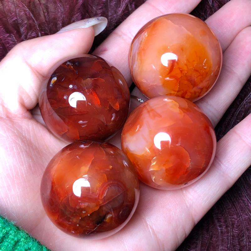 

Natural Gemstone Red Agate Carnelian Sphere Crystal Ball Reiki Healing Globe Home Decor Decorative Objects & Figurines