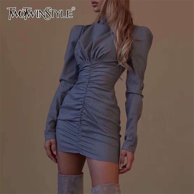 Elegant Striped Dress For Women Stand Collar Longe Sleeve High Waist Mini Dresses Female Fashion Summer 210520, Gray
Elegant Striped Dress For Women Stand Collar Longe Sleeve High Waist Mini Dresses Female Fashion Summer 210520, Gray
