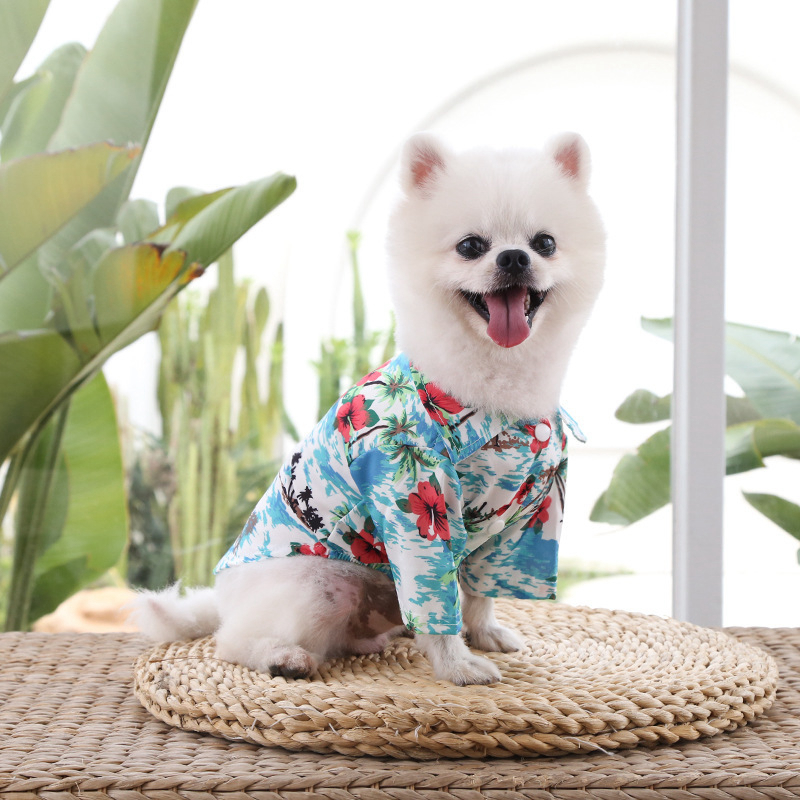 Pet Summer T-Shirts Hawaii Style ral Apparel Hawaiian Sublimation Printed Dog Shirt Breathable Cool Clothes Beach Seaside Puppy Sweatshirt for Small D