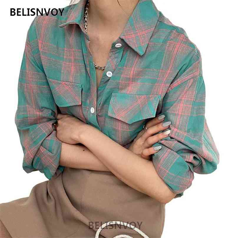Spring Autumn Vintage Shirt Female Oversized Tops Women Long Sleeve Girls Blouse Loose Retro Plaid Blouses Femme Blusas 210520, Yellow
Spring Autumn Vintage Shirt Female Oversized Tops Women Long Sleeve Girls Blouse Loose Retro Plaid Blouses Femme Blusas 210520, Yellow