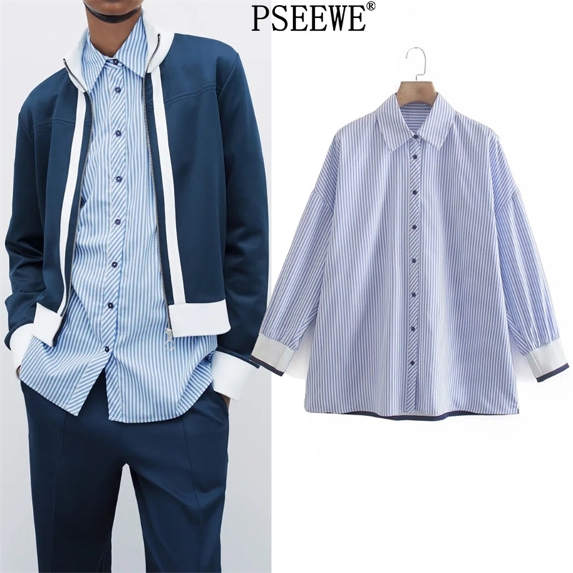 Blue Striped Women Shirt Spring Fashion Contrast Ribbed Oversized Button Up Woman Casual Long Sleeve Top 210519
Blue Striped Women Shirt Spring Fashion Contrast Ribbed Oversized Button Up Woman Casual Long Sleeve Top 210519
