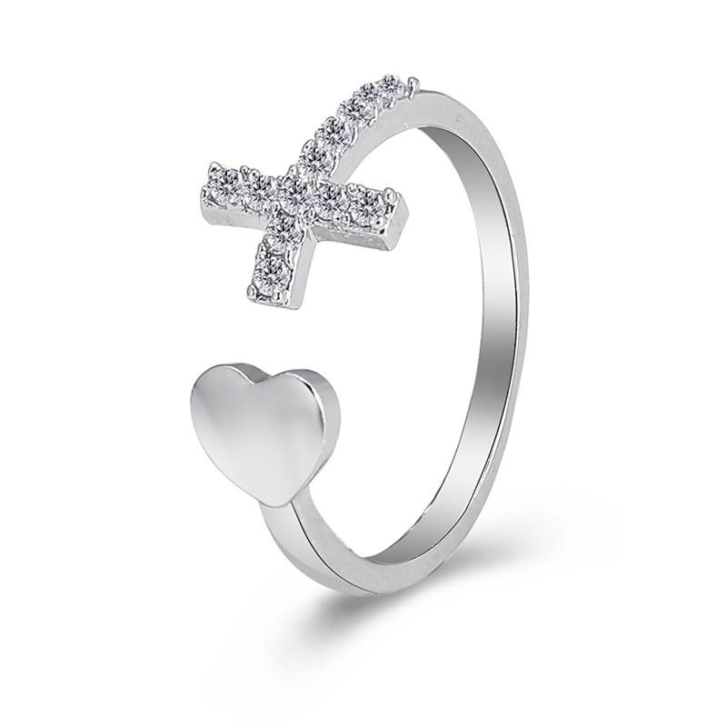 Wedding Rings 1PC Silver Color Alloy Rhinestone Cross Ring Geometric Heart Adjustable Opening For Women Fashion Jewelry Gift
Wedding Rings 1PC Silver Color Alloy Rhinestone Cross Ring Geometric Heart Adjustable Opening For Women Fashion Jewelry Gift