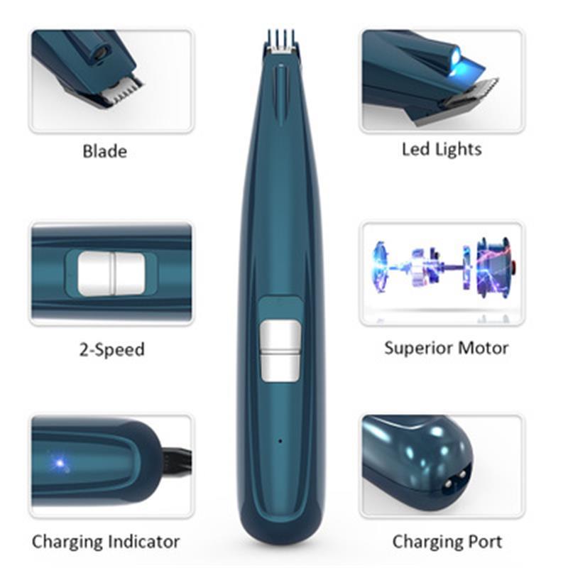 Dog Clippers Professional Pet Foot Hair Trimmer Dog Growing Clipper USB Rechargeable Butt Ear Eyes Hair Cutter Remover Low-noise