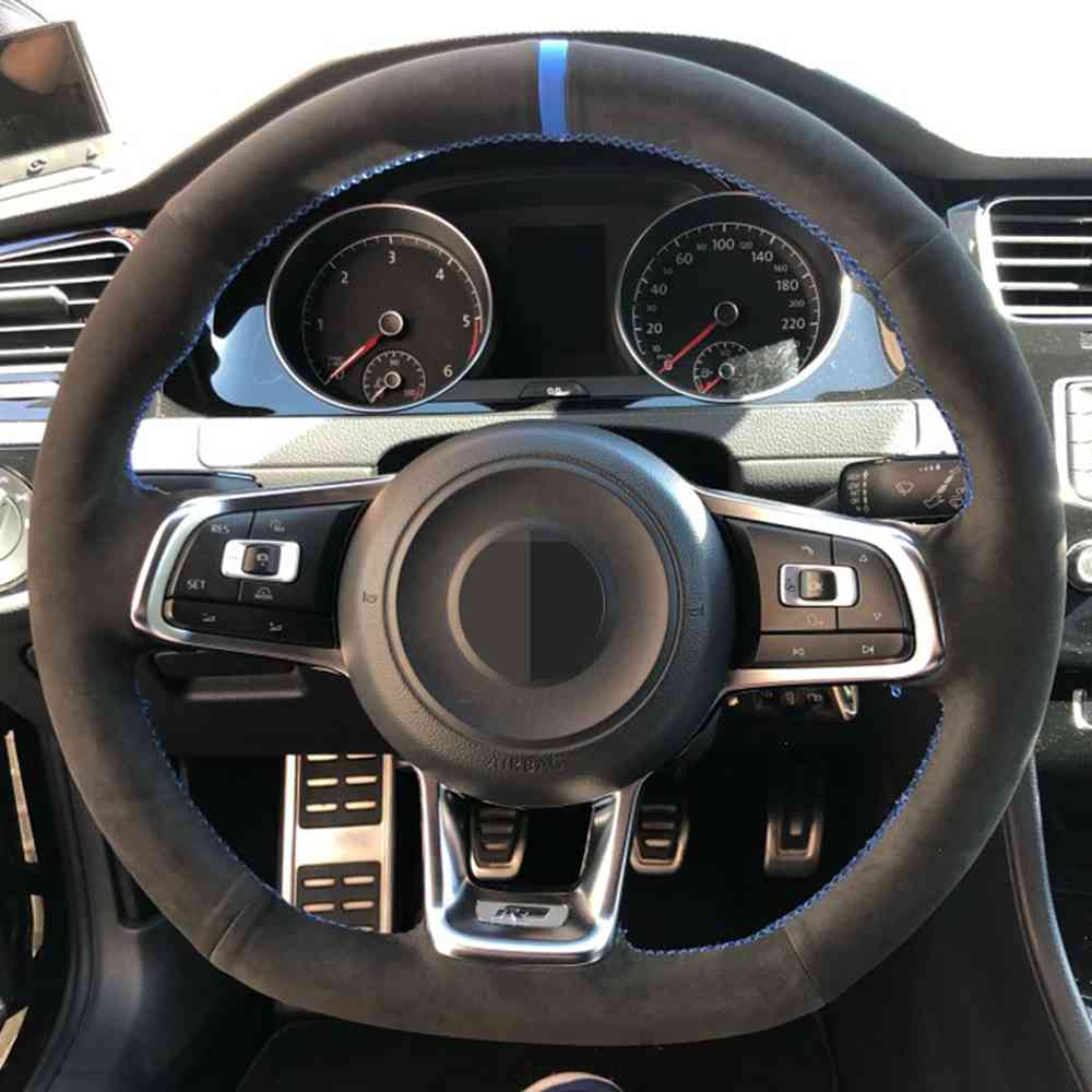 Car Steering Wheel Cover Black Genuine Leather Suede For 7 Golf R MK7 VW Polo GTI Scirocco 2015 2016
Car Steering Wheel Cover Black Genuine Leather Suede For 7 Golf R MK7 VW Polo GTI Scirocco 2015 2016
