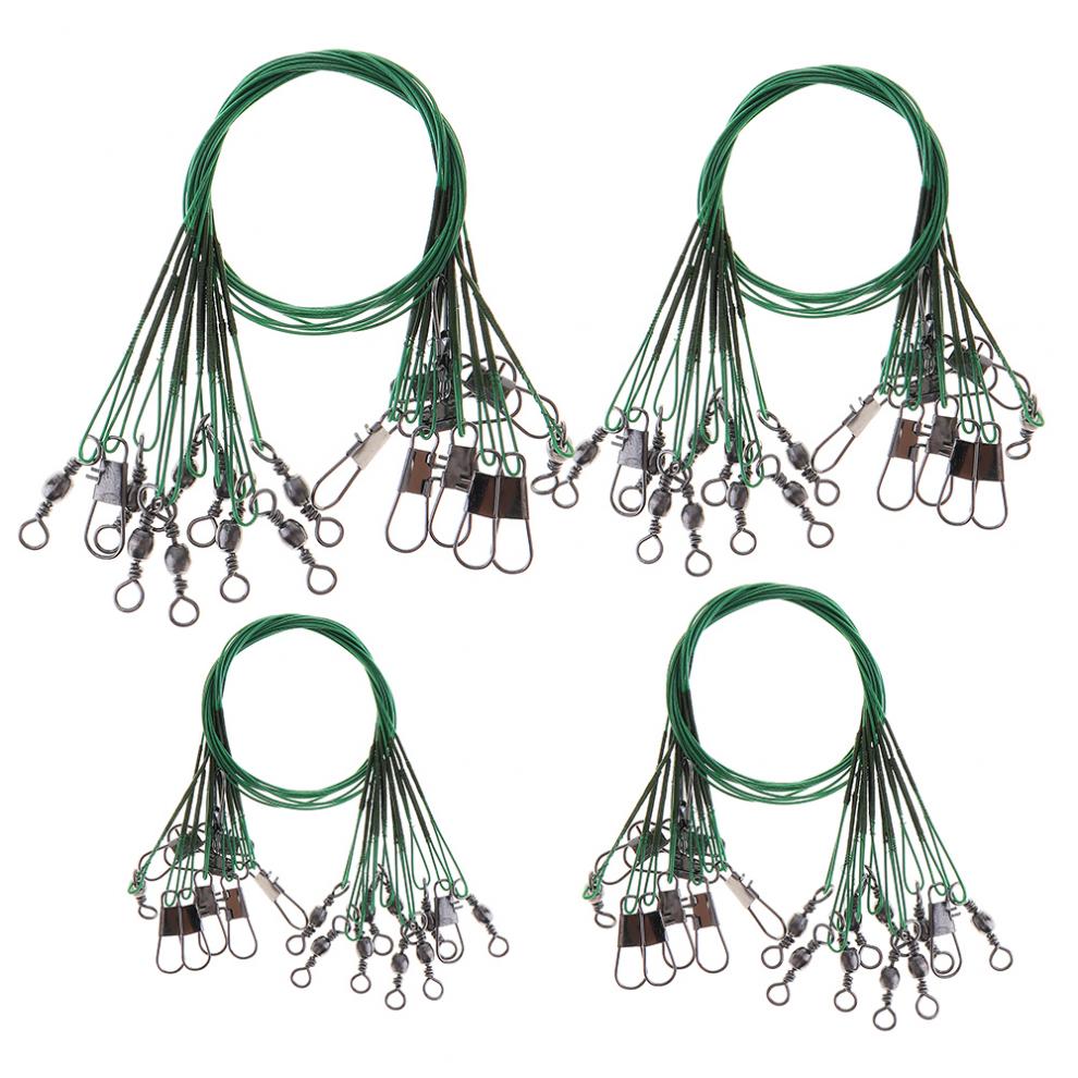 100pcslot 5 Sizes Mixed 16cm28cm Antibite Steel Wire Terminal Tackle Fishing Lines Stainless Snaps Swivels Pesca Accessories