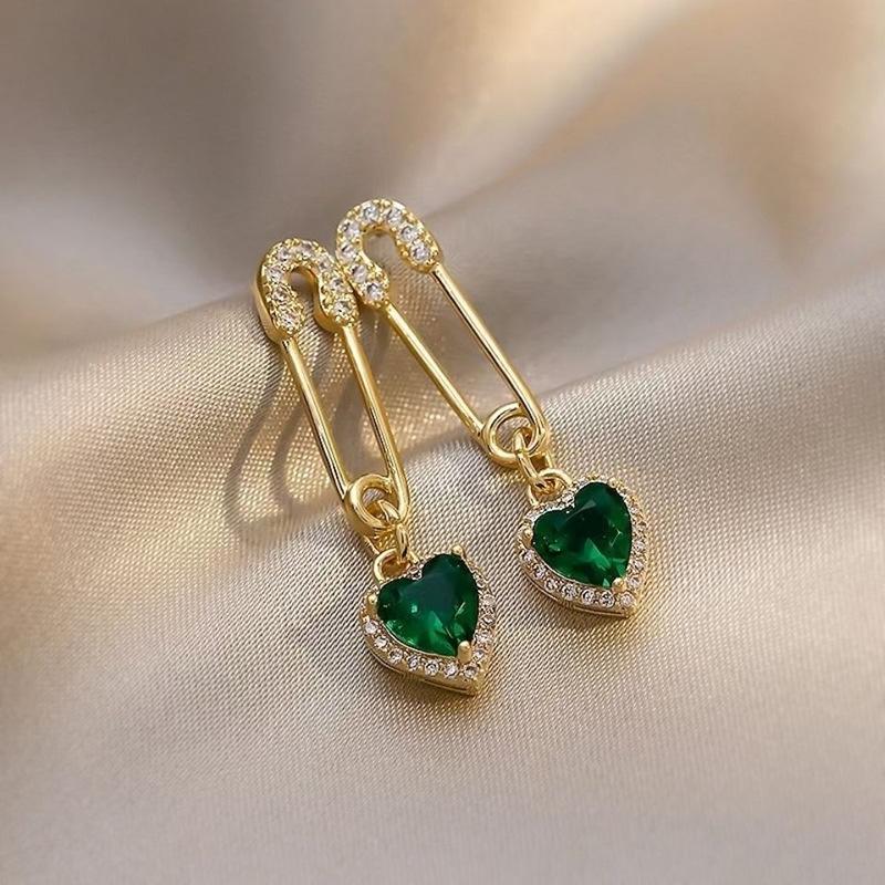 Dangle & Chandelier Korean Fashion Jewelry Exquisite Copper Inlaid Green Love Zircon Pin Earring Elegant Women's Wedding Party Accessories, Silver
Dangle & Chandelier Korean Fashion Jewelry Exquisite Copper Inlaid Green Love Zircon Pin Earring Elegant Women's Wedding Party Accessories, Silver