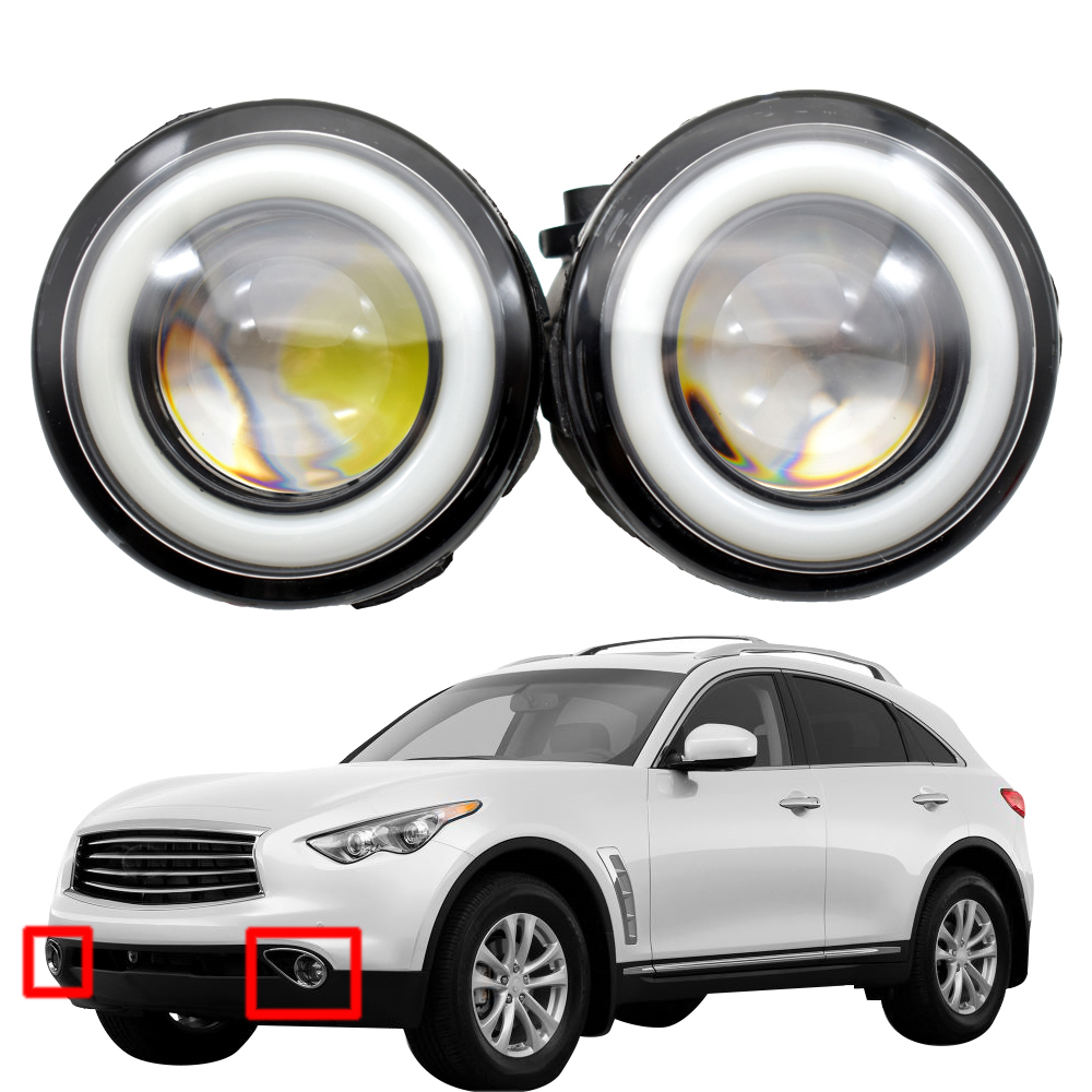 for 2006-2015 Infiniti FX FX35 FX37 FX45 FX50 FX30D fog light Pieces Fog-Lights LED DRL high quality Angel Eye 12v H11