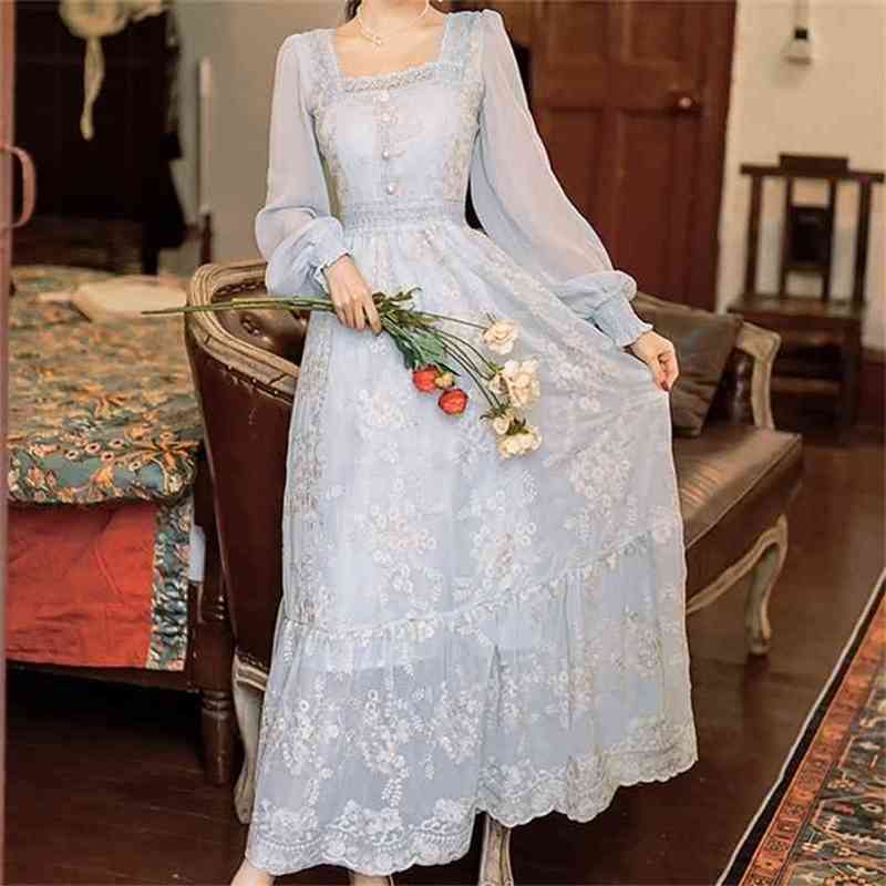 Women Spring Embroidery Dress Elegant A-Line Vestidos Solid Puff Sleeve Empire Square Neck Ladies Lace Mesh 210603, Picture color
Women Spring Embroidery Dress Elegant A-Line Vestidos Solid Puff Sleeve Empire Square Neck Ladies Lace Mesh 210603, Picture color