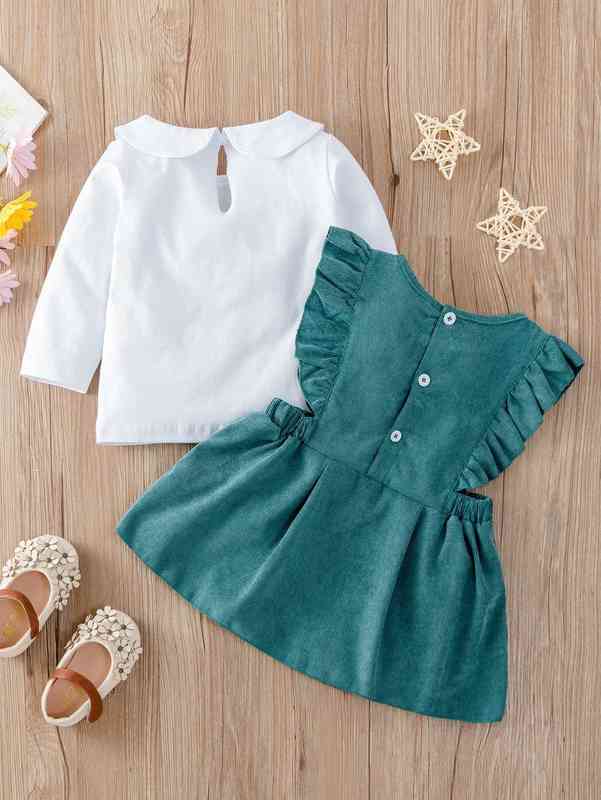 Baby Peter-pan Collar Top & Ruffle Trim Corduroy Dress SHE