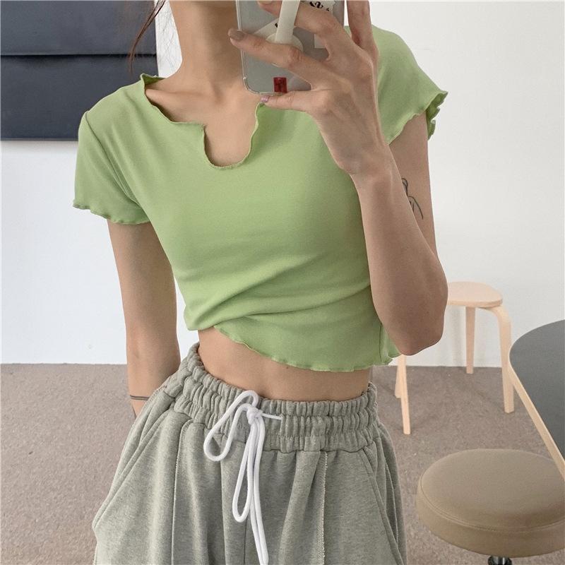 Women's T-Shirt Ruched Women Tank Top Casual Slim Short Sleeve Sexy Green Tops For Streetwear, White
Women's T-Shirt Ruched Women Tank Top Casual Slim Short Sleeve Sexy Green Tops For Streetwear, White