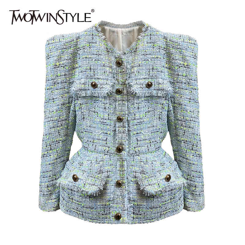 Hit Color Tweed Jacket For Women V Neck Long Sleeve Tunic Temperament Jackets Female Fashion Clothing 210524, Aspicture
Hit Color Tweed Jacket For Women V Neck Long Sleeve Tunic Temperament Jackets Female Fashion Clothing 210524, Aspicture