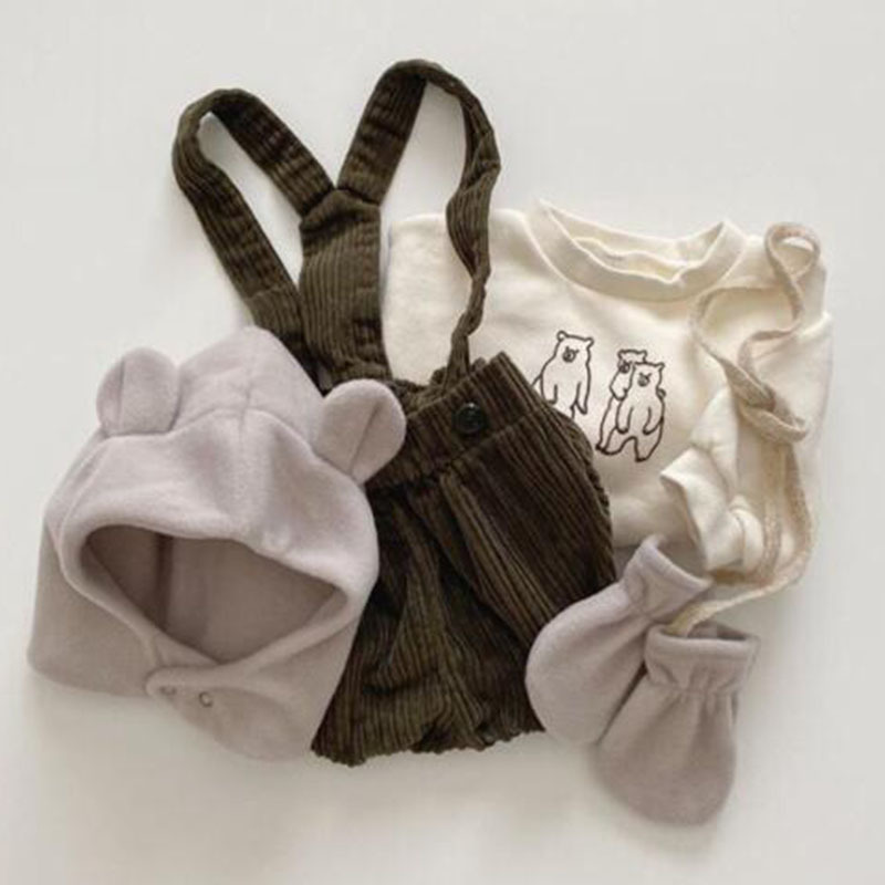 0-2Yrs Infant Baby Boys Girls Corduroy Braces Rompers Clothing Spring Autumn Kids Boy Girl Clothes 210521