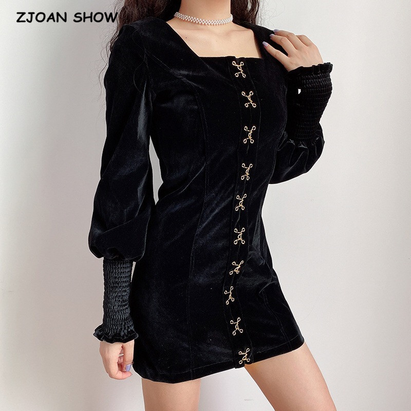 Casual Dresses Sexy Square collar Long sleeve Velvet Women Mini Dress Ladies Center Hook Buttons Package Hips Velour Party JW0V, Black
Casual Dresses Sexy Square collar Long sleeve Velvet Women Mini Dress Ladies Center Hook Buttons Package Hips Velour Party JW0V, Black