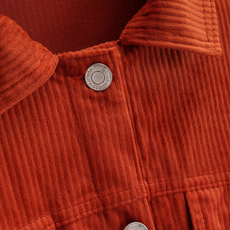 Fall Style Lapel Single-breasted Corduroy Casual Woman's Jacket Harajuku Simple Tooling Style Long Sleeve Chic Female Coat 210507