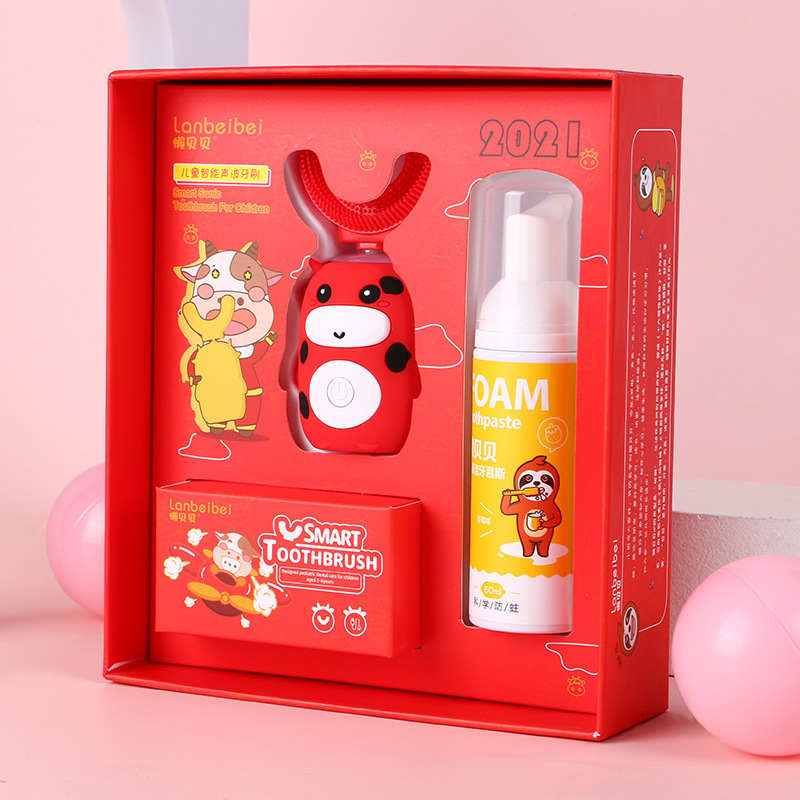 Children's U-Shaped Electric Toothbrush Baby Gift Box Explosion Cartoon Brush Gift Wholesale IPX7 Waterproof Magnetic Charging