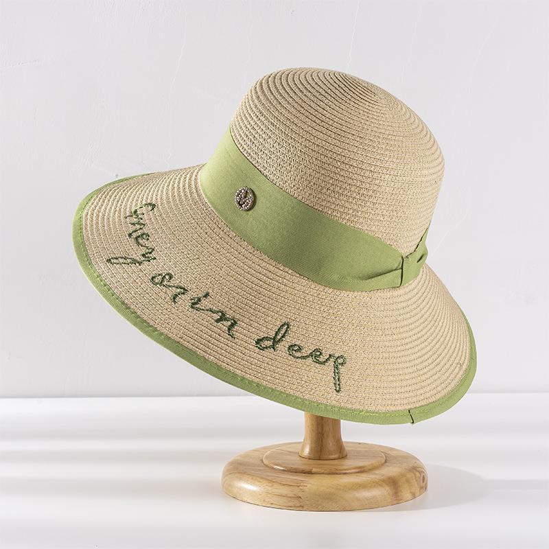 Wide Brim Hats Summer Female Sun Hat Ribbon Panama Beach For Women Embroidery Letter Chapeu Feminino Sombrero Floppy Straw, Blue;gray
Wide Brim Hats Summer Female Sun Hat Ribbon Panama Beach For Women Embroidery Letter Chapeu Feminino Sombrero Floppy Straw, Blue;gray